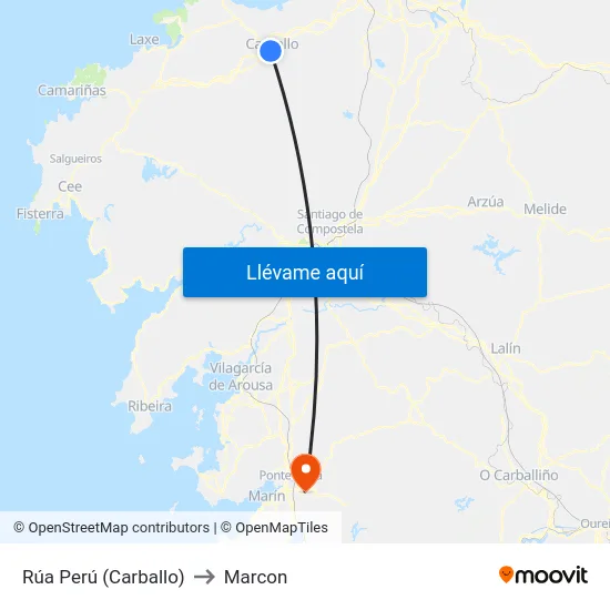 Rúa Perú (Carballo) to Marcon map