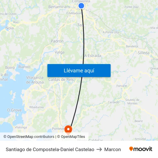 Santiago de Compostela-Daniel Castelao to Marcon map