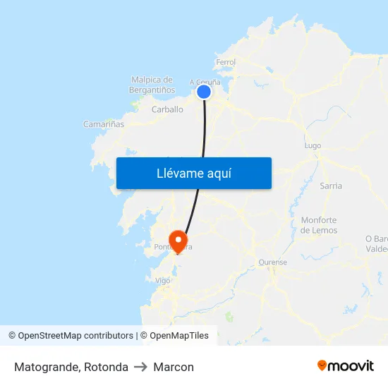 Matogrande, Rotonda to Marcon map