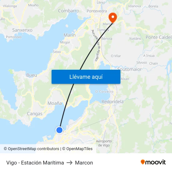 Vigo - Estación Marítima to Marcon map