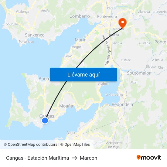 Cangas - Estación Marítima to Marcon map