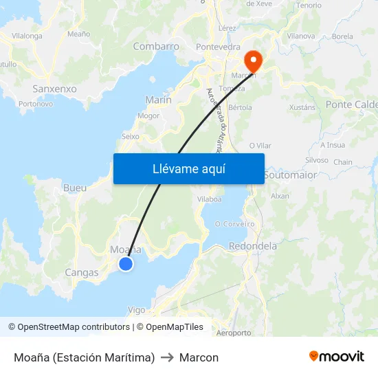Moaña (Estación Marítima) to Marcon map