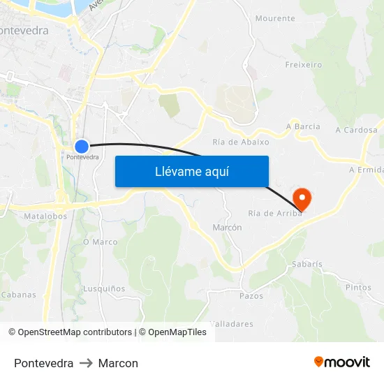 Pontevedra to Marcon map