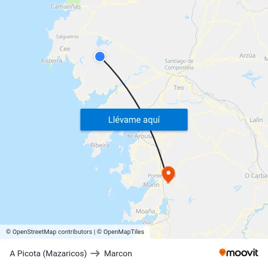 A Picota (Mazaricos) to Marcon map