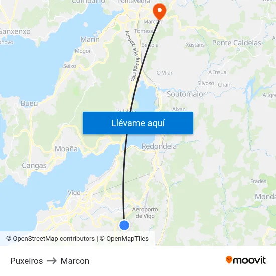 Puxeiros to Marcon map