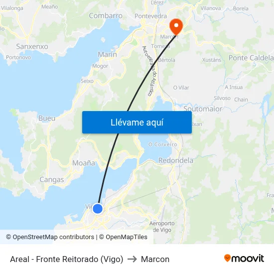 Areal - Fronte Reitorado (Vigo) to Marcon map