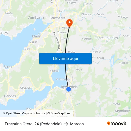 Ernestina Otero, 24 (Redondela) to Marcon map