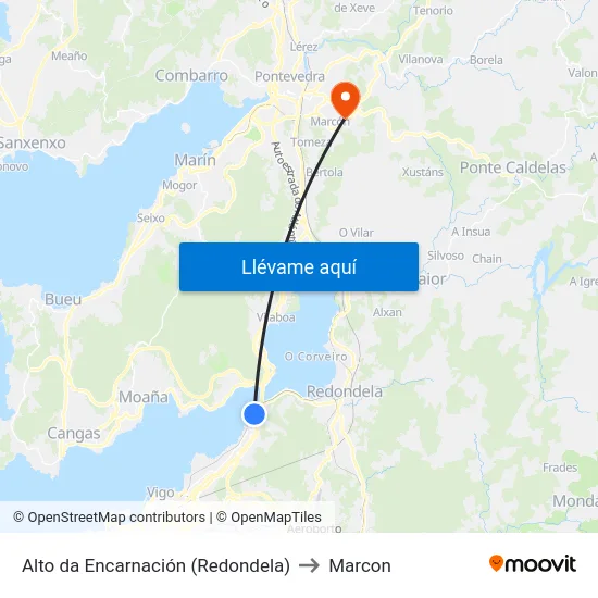 Alto da Encarnación (Redondela) to Marcon map