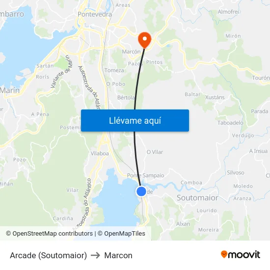 Arcade (Soutomaior) to Marcon map