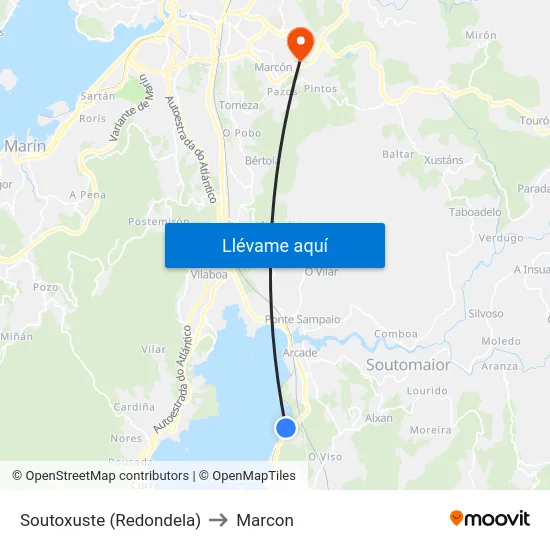 Soutoxuste (Redondela) to Marcon map