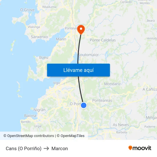 Cans (O Porriño) to Marcon map