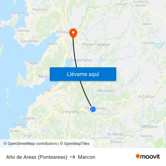 Alto de Areas (Ponteareas) to Marcon map
