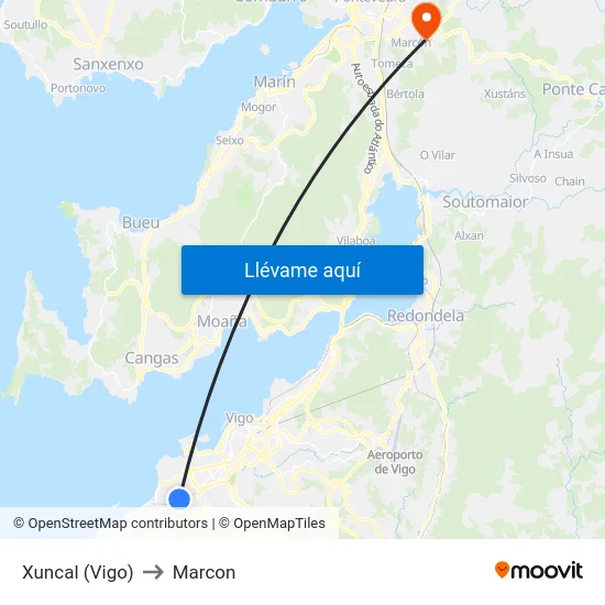 Xuncal (Vigo) to Marcon map