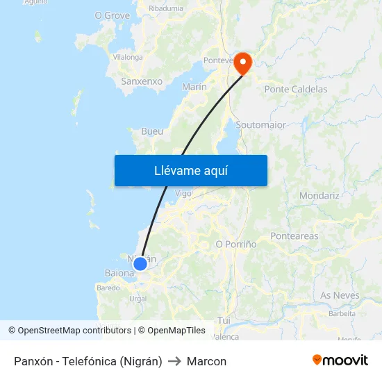 Panxón - Telefónica (Nigrán) to Marcon map