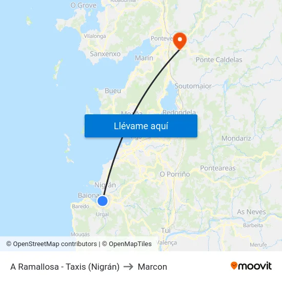A Ramallosa - Taxis (Nigrán) to Marcon map