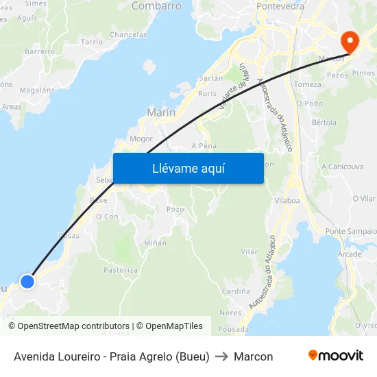 Avenida Loureiro - Praia Agrelo (Bueu) to Marcon map