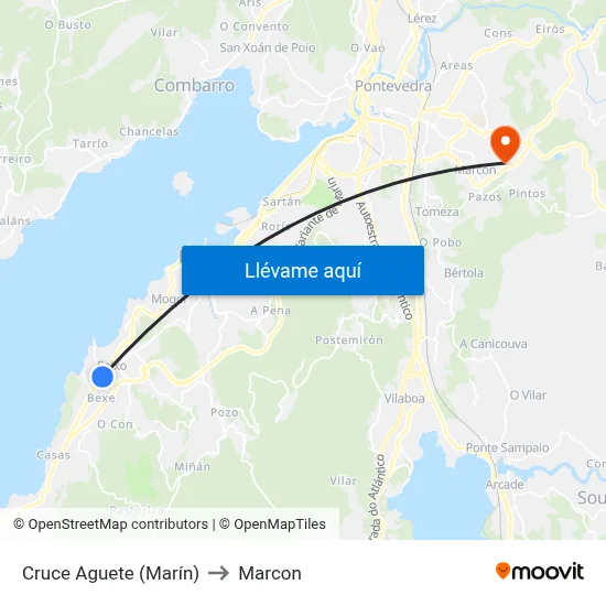 Cruce Aguete (Marín) to Marcon map