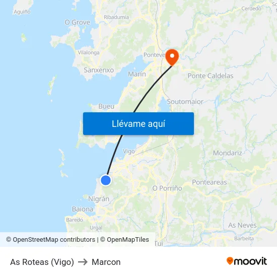 As Roteas (Vigo) to Marcon map