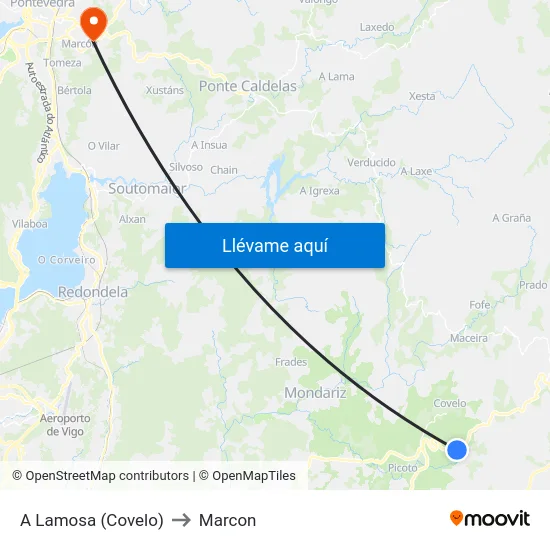 A Lamosa (Covelo) to Marcon map
