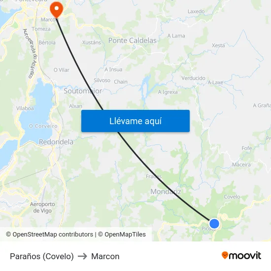 Paraños (Covelo) to Marcon map