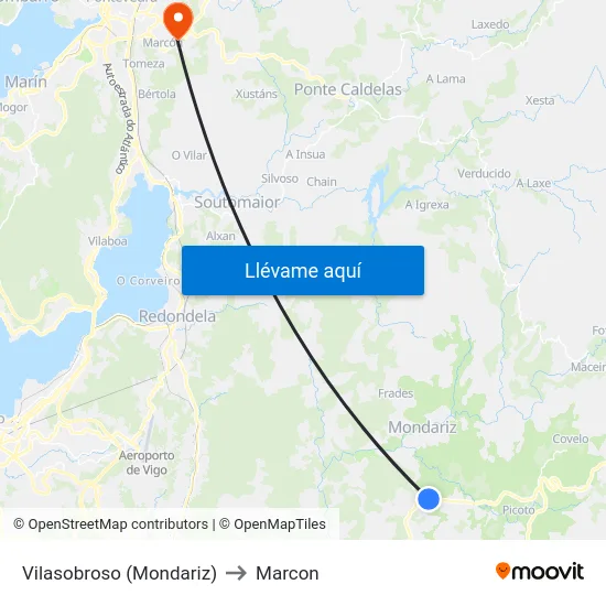 Vilasobroso (Mondariz) to Marcon map