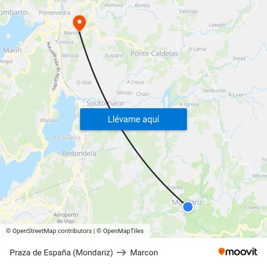 Praza de España (Mondariz) to Marcon map