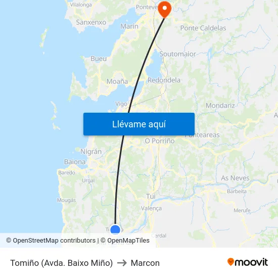 Tomiño (Avda. Baixo Miño) to Marcon map