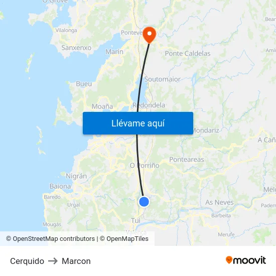 Cerquido to Marcon map