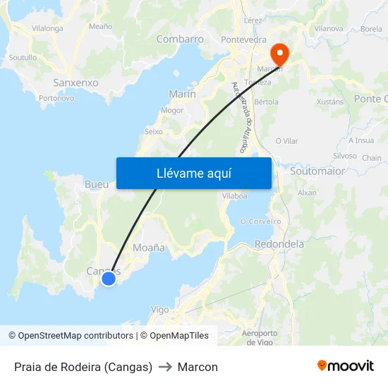 Praia de Rodeira (Cangas) to Marcon map