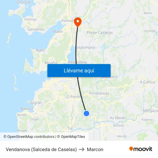 Vendanova (Salceda de Caselas) to Marcon map