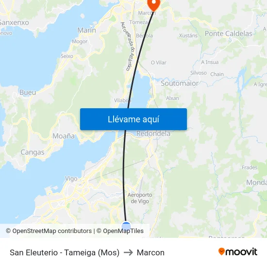 San Eleuterio - Tameiga (Mos) to Marcon map