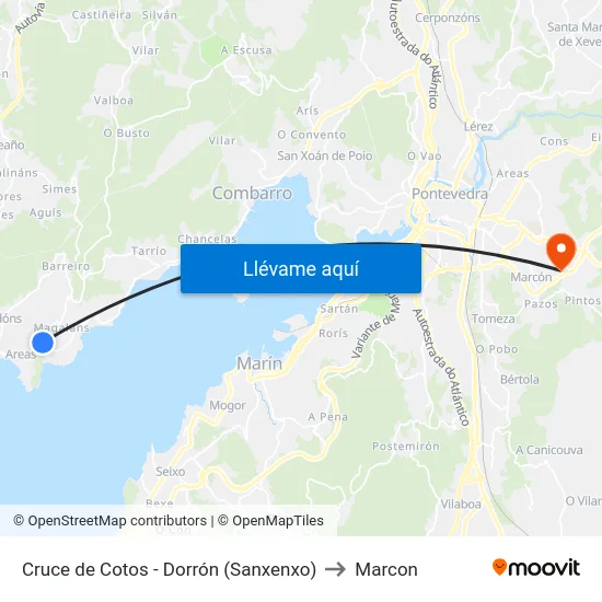 Cruce de Cotos - Dorrón (Sanxenxo) to Marcon map