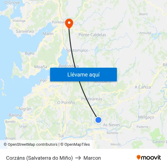 Corzáns (Salvaterra do Miño) to Marcon map