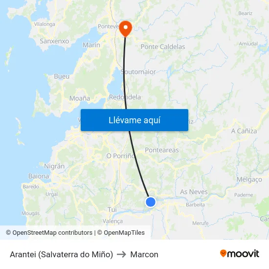 Arantei (Salvaterra do Miño) to Marcon map