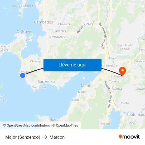 Major (Sanxenxo) to Marcon map