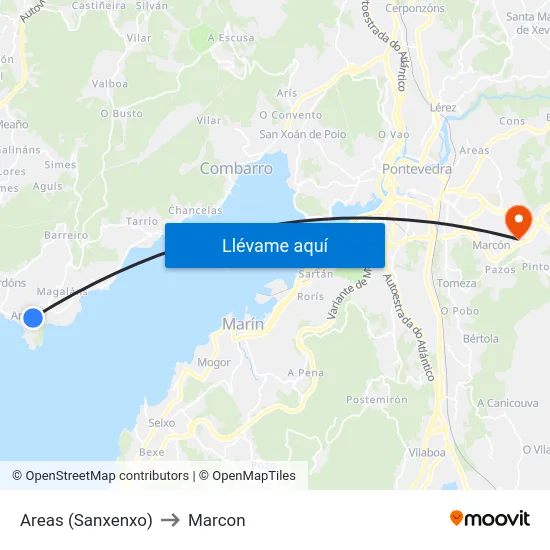 Areas (Sanxenxo) to Marcon map