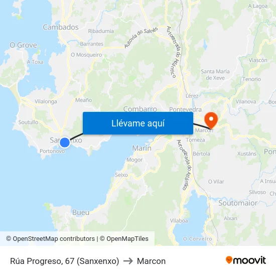 Rúa Progreso, 67 (Sanxenxo) to Marcon map