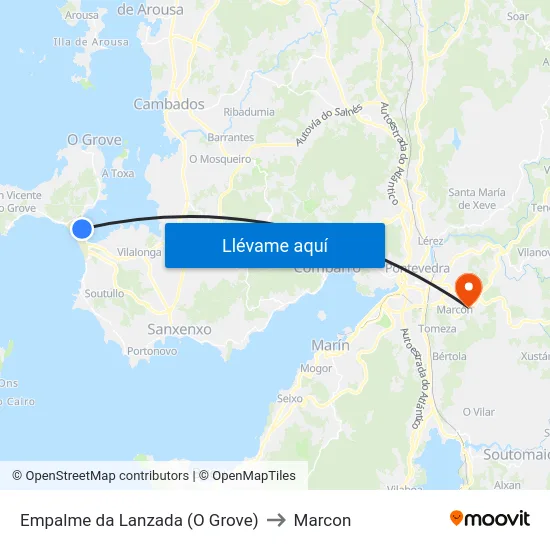 Empalme da Lanzada (O Grove) to Marcon map