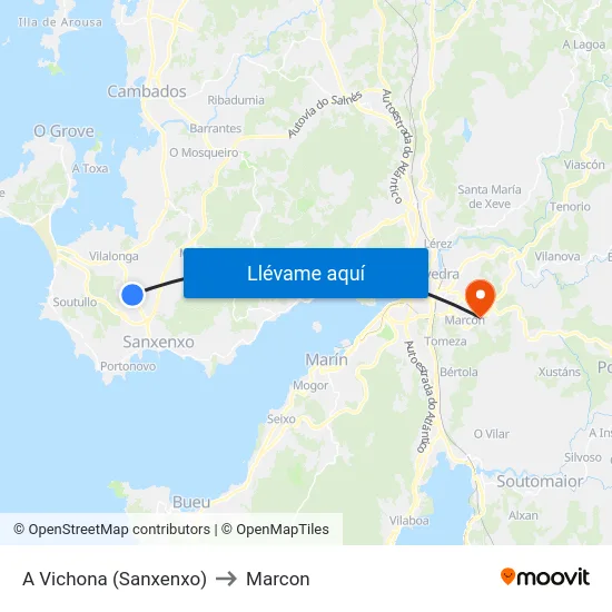 A Vichona (Sanxenxo) to Marcon map