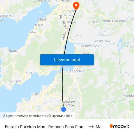 Estrada Puxeiros-Mos - Rotonda Pena Francia (Mos) to Marcon map