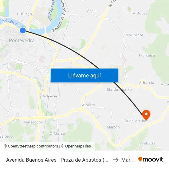 Avenida Buenos Aires - Praza de Abastos (Pontevedra) to Marcon map