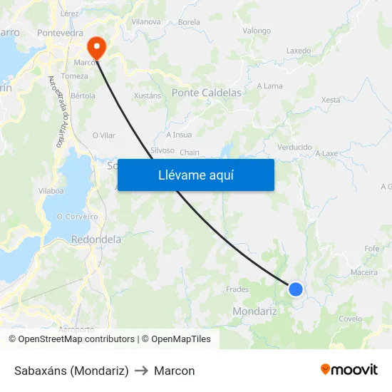 Sabaxáns (Mondariz) to Marcon map