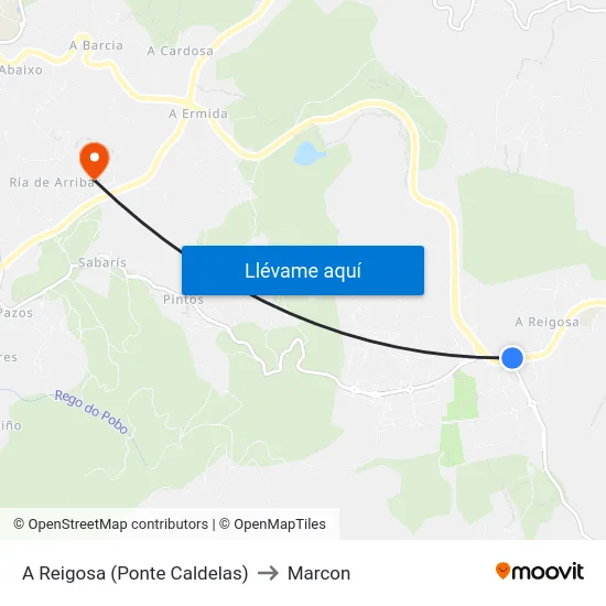 A Reigosa (Ponte Caldelas) to Marcon map