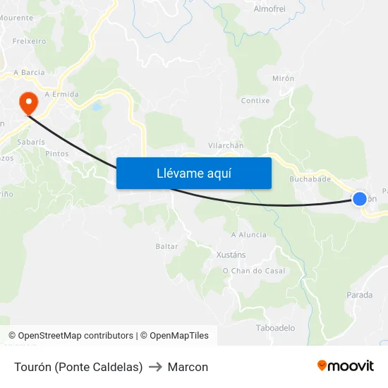 Tourón (Ponte Caldelas) to Marcon map