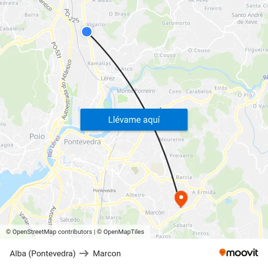 Alba (Pontevedra) to Marcon map