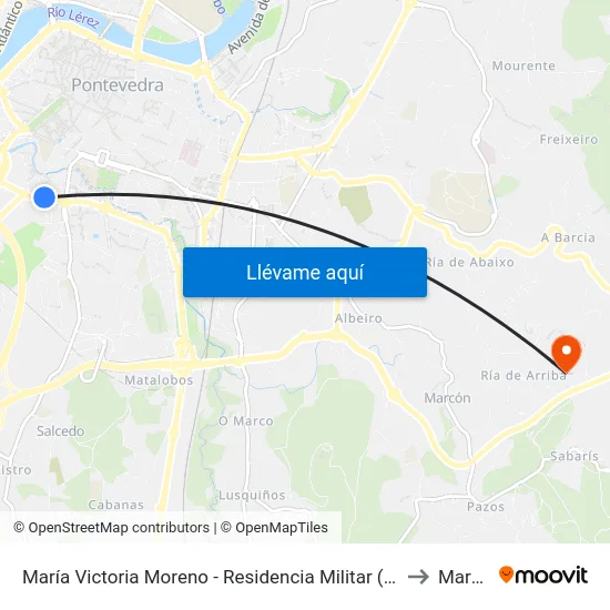 María Victoria Moreno - Residencia Militar (Pontevedra) to Marcon map