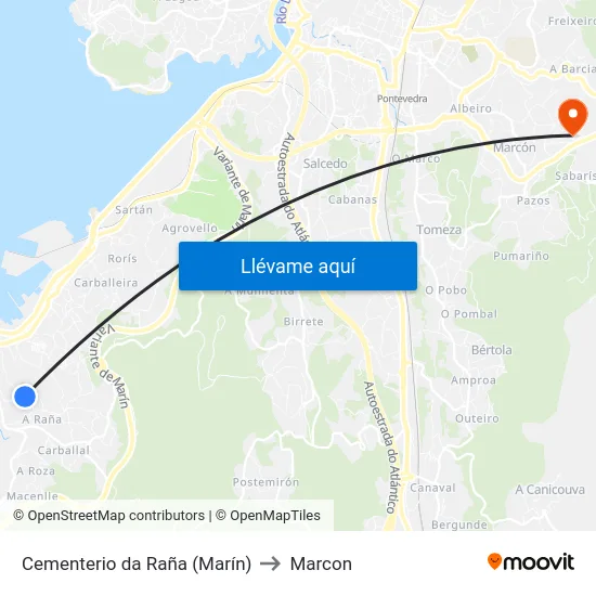 Cementerio da Raña (Marín) to Marcon map