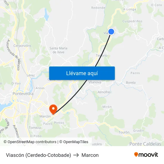 Viascón (Cerdedo-Cotobade) to Marcon map