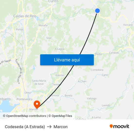 Codeseda (A Estrada) to Marcon map