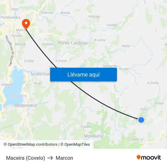 Maceira (Covelo) to Marcon map